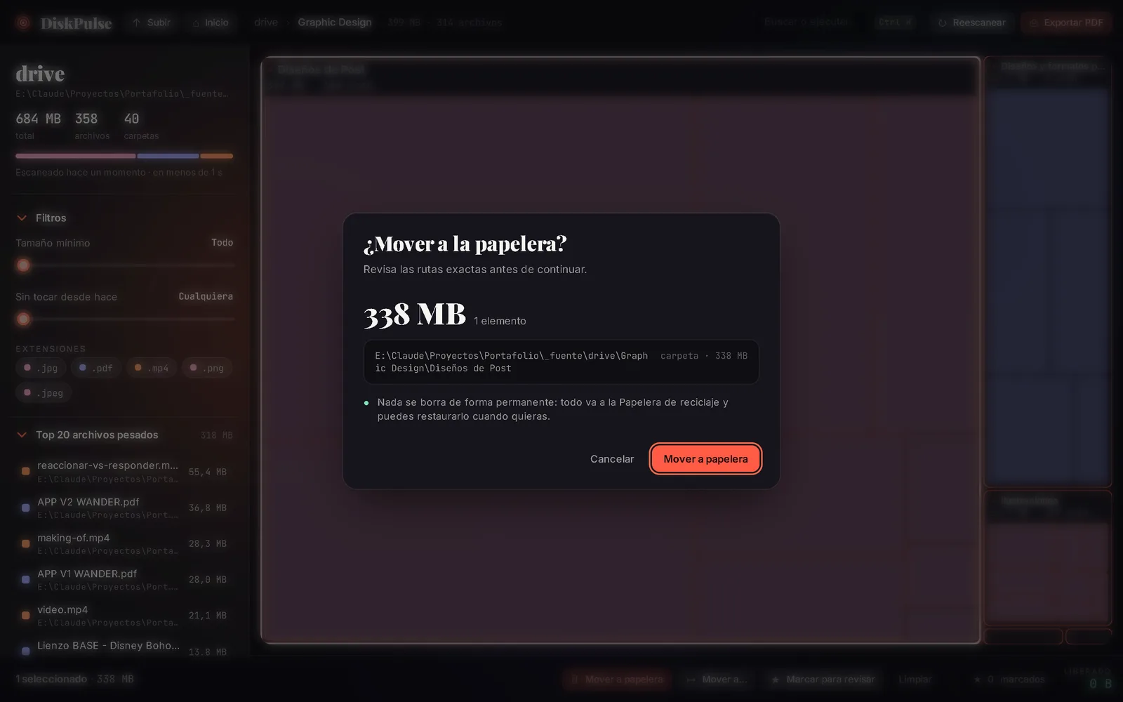 Diálogo de confirmación antes de mover a la papelera