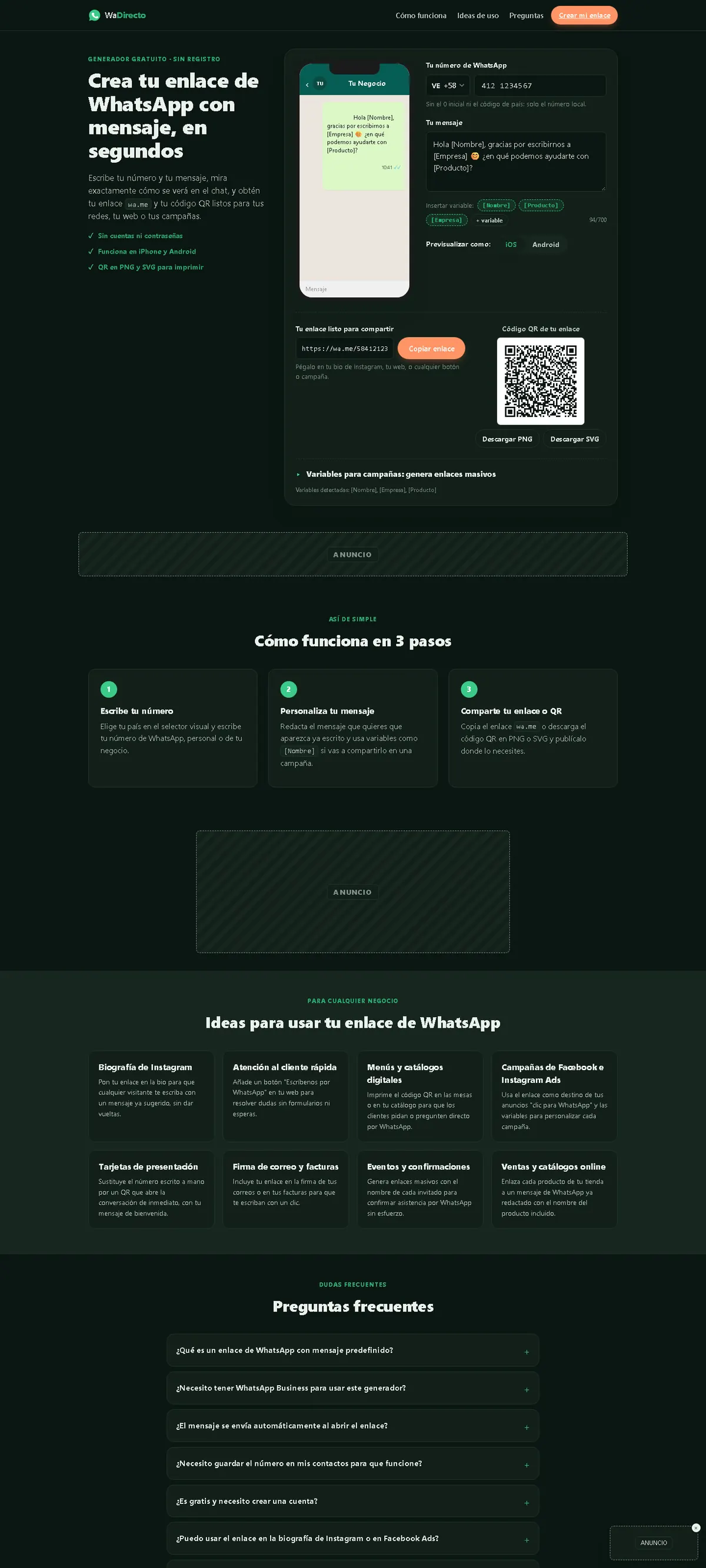 Página completa de WaDirecto